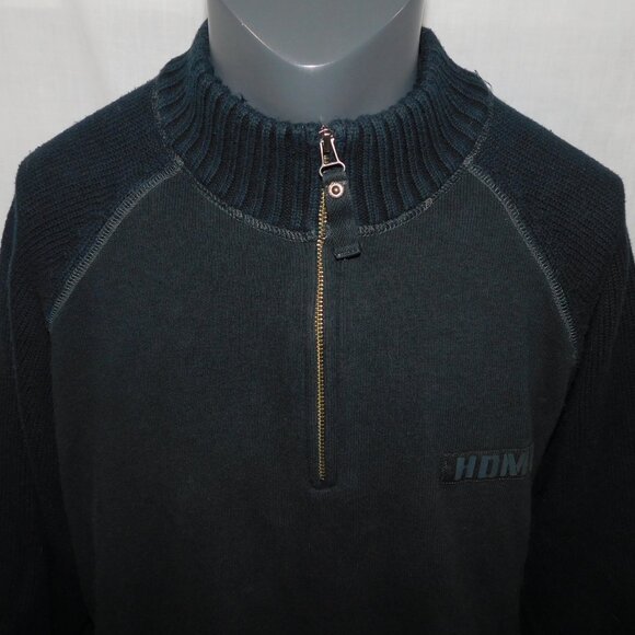 Harley Davidson Mens 2XL Black 1/4 Zip Knit Black Sweater HDMC - Picture 4 of 12